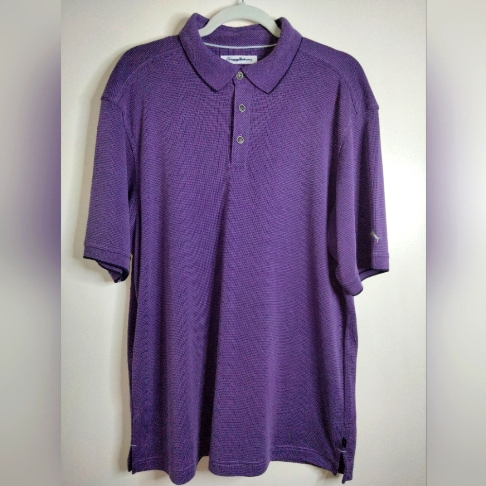 Tommy Bahama (Size L) Men's Purple Knit 3-Button Modal Blend SS Polo Shirt